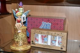 A BOXED DISNEY TRADITIONS 'TINKER BELL JINGLE' BELL, Tinker Bell is sitting on a bell, product
