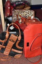 TWO BOXES OF LADIES' HANDBAGS, mostly new and unused, to include twenty four hand bags and