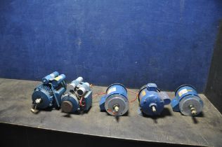 A SELECTION OF FIVE G.E.C. AND BROOKS MOTORS (all spin freely but electrically untested see pics for