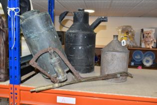 A GALVANIZED 'MYSTO' KNAPSACK SPRAYER NO.4, together with a galvanized jug and a large kerosene