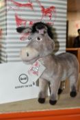 A BOXED LIMITED EDITION STEIFF 'DONKEY FROM SHREK', with grey mohair and cotton 'hair', gold