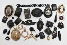 ASSORTED JEWELLERY, to include an AF gold plated mourning brooch with vacant glazed compartment to