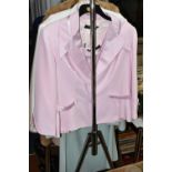 A BLONDE FUR JACKET, together with a pastel pink satin Veni Infantino jacket and matching vest