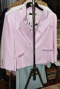 A BLONDE FUR JACKET, together with a pastel pink satin Veni Infantino jacket and matching vest