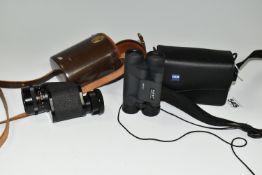 CASED CARL ZEISS BINOCULARS AND MONOCULAR, comprising a cased pair of 8 x 20 B T* binoculars, serial