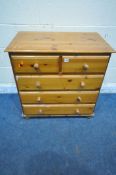 A MODERN PINE CHEST OF TWO SHORT OVER THREE LONG DRAWERS, width 78cm x depth 48cm x height 80cm,