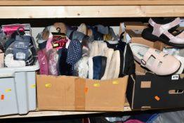 FOUR BOXES OF MEN'S AND WOMEN'S SLIPPERS, assorted styles and colours, to include fourteen pairs