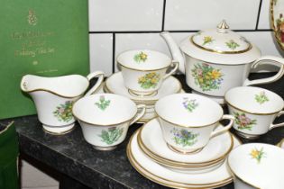 BOXED ROYAL WORCESTER L'ATELIER ART EDITIONS 'THE WILD FLOWERS OF BRITAIN WEDDING TEA SET', to
