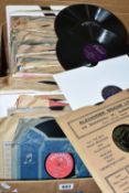 A BOX OF 78RPM RECORDS, artists include The Ink Spots, Lonnie Donegan, Prima Scala, Peter Yorke,