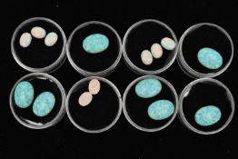 ASSORTED LOOSE SYNTHETIC OPAL CABOCHONS, fifteen oval cabochons in total, largest measuring length