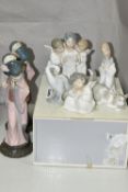 A GROUP OF LLADRO FIGURES, seven figures and a none matching box comprising 4542 Angel Group, 4539