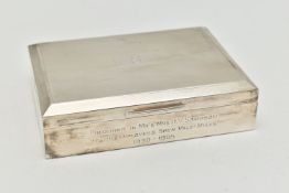 AN ELIZABETH II SILVER CIGARETTE CASE OF RECTANGULAR FORM, the engine turned hinged lid with 'S'