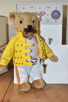 A BOXED STEIFF LIMITED EDITION FREDDIE MERCURY TEDDY BEAR, with certificate numbered 908/5000, in