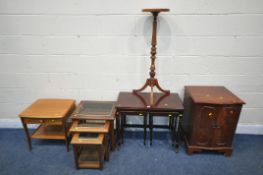 A SELECTION OF OCCASIONAL FURNITURE, to include a mahogany nest of three tables, with a fold over