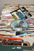 A BOX OF VINYL SINGLES, approximately one hundred and eighty to two hundred records, artists to