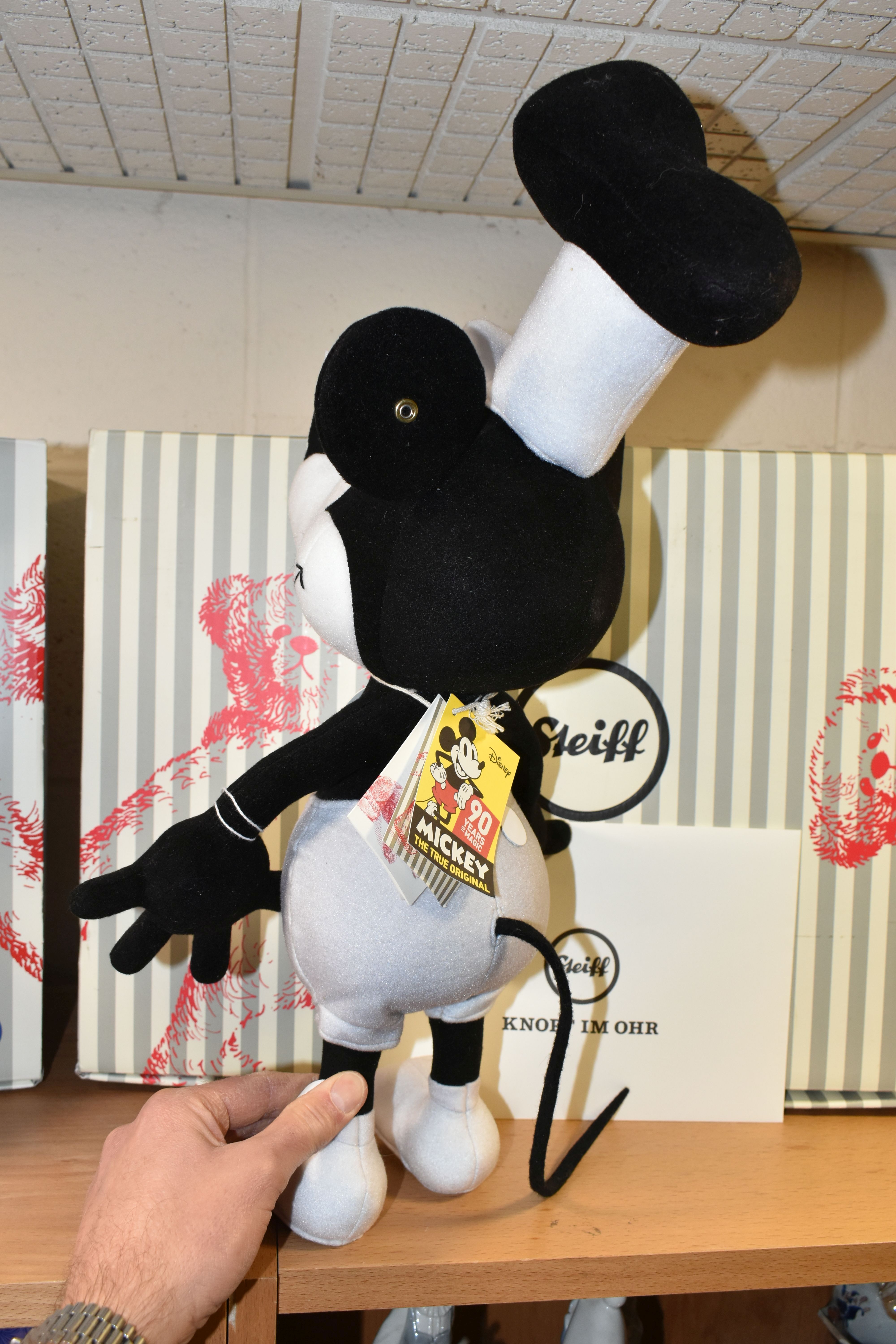 A BOXED LIMITED EDITION STEIFF DISNEY MICKEY MOUSE 'STEAMBOAT WILLIE', with gold coloured ear button - Image 3 of 4