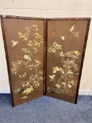 AN ORIENTAL TWO FOLD DRESSING SCREEN, the rosewood frame with chinoiserie decoration, surrounding