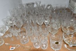 A GROUP OF CUT CRYSTAL AND OTHER GLASS WARE, to include eight sets or part sets of drinking glasses,