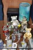 TEN TEDDY BEAR ORNAMENTS, to comprising a boxed Swarovski 'You & I' bride and groom set 1096736, and