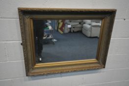 A GILT FRAMED BEVELLED EDGE WALL MIRROR, with a deep frame, 98cm x 73cm (condition report: front