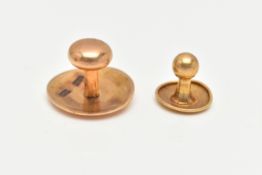 TWO DRESS STUDS, both of circular outline, the first with maker's mark B&H, stamped 15ct,