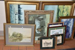 A SMALL QUANTITY OF DECORATIVE PICTURES ETC, to include print reproductions on canvas of paintings