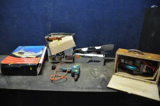 BLACK AND DECKER TOOLS including a router, drill, electric planer and angle grinder (all untested)