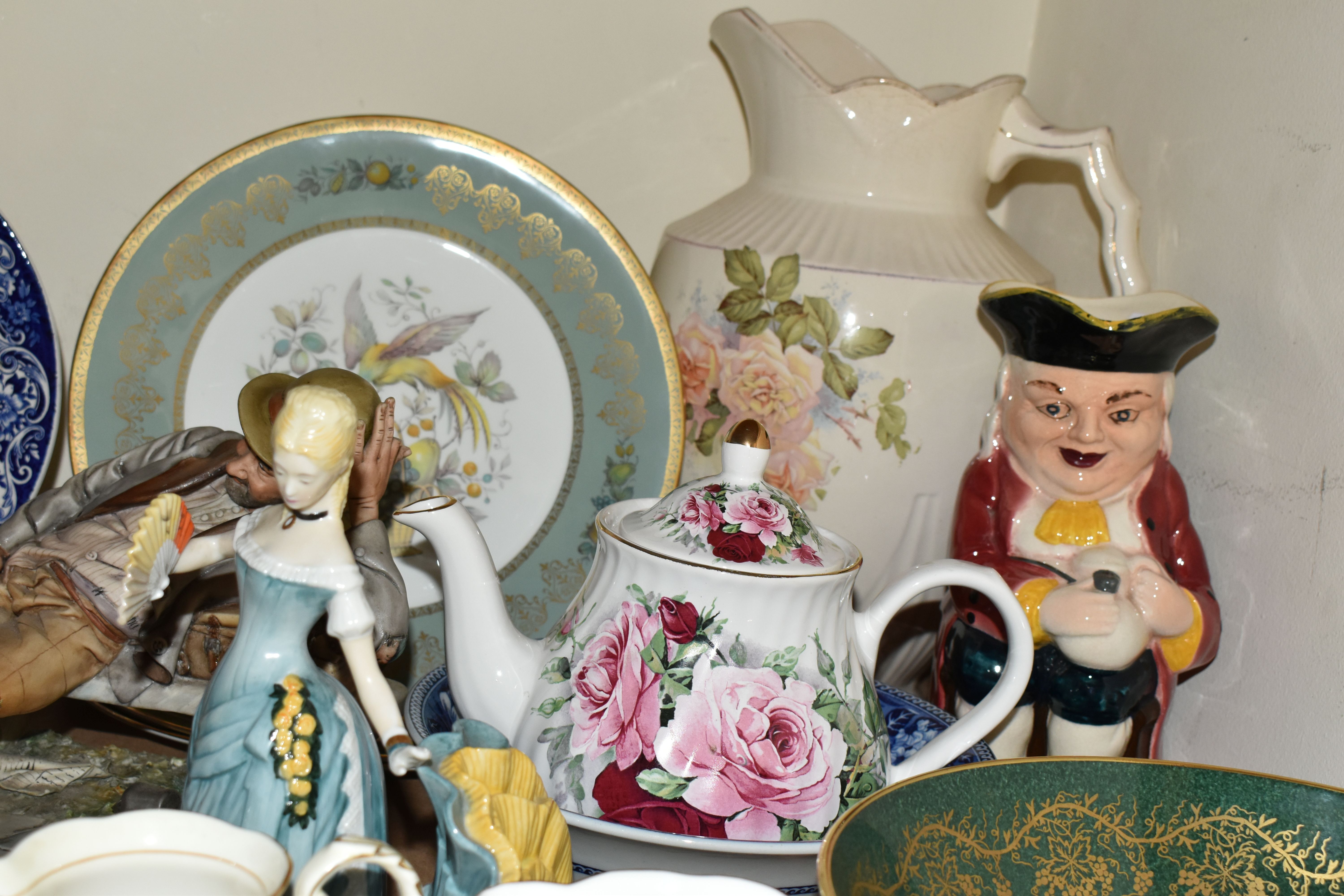 A LARGE QUANTITY OF TEAWARE AND ORNAMENTS, comprising a Royal Doulton 'Top ó The Hill' HN1834 figure - Image 9 of 19