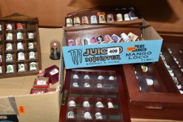 TWO BOXES AND A CASE OF COLLECTORS THIMBLES, approximately one hundred and forty pieces, to