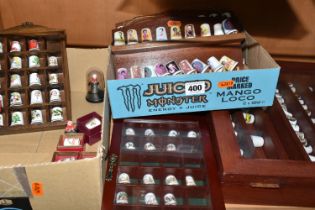 TWO BOXES AND A CASE OF COLLECTORS THIMBLES, approximately one hundred and forty pieces, to