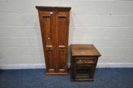 THREE PIECES OF HARDWOOD OCCASIONAL FURNITURE, to include a double door bookcase, width 50cm x depth
