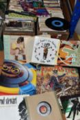 THREE BOXES OF SINGLE AND L.P RECORDS, to include approximately two hundred single records,