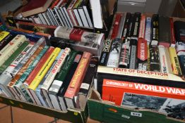 THREE BOXES OF BOOKS containing approximately seventy-five titles in hardback and paperback formats,