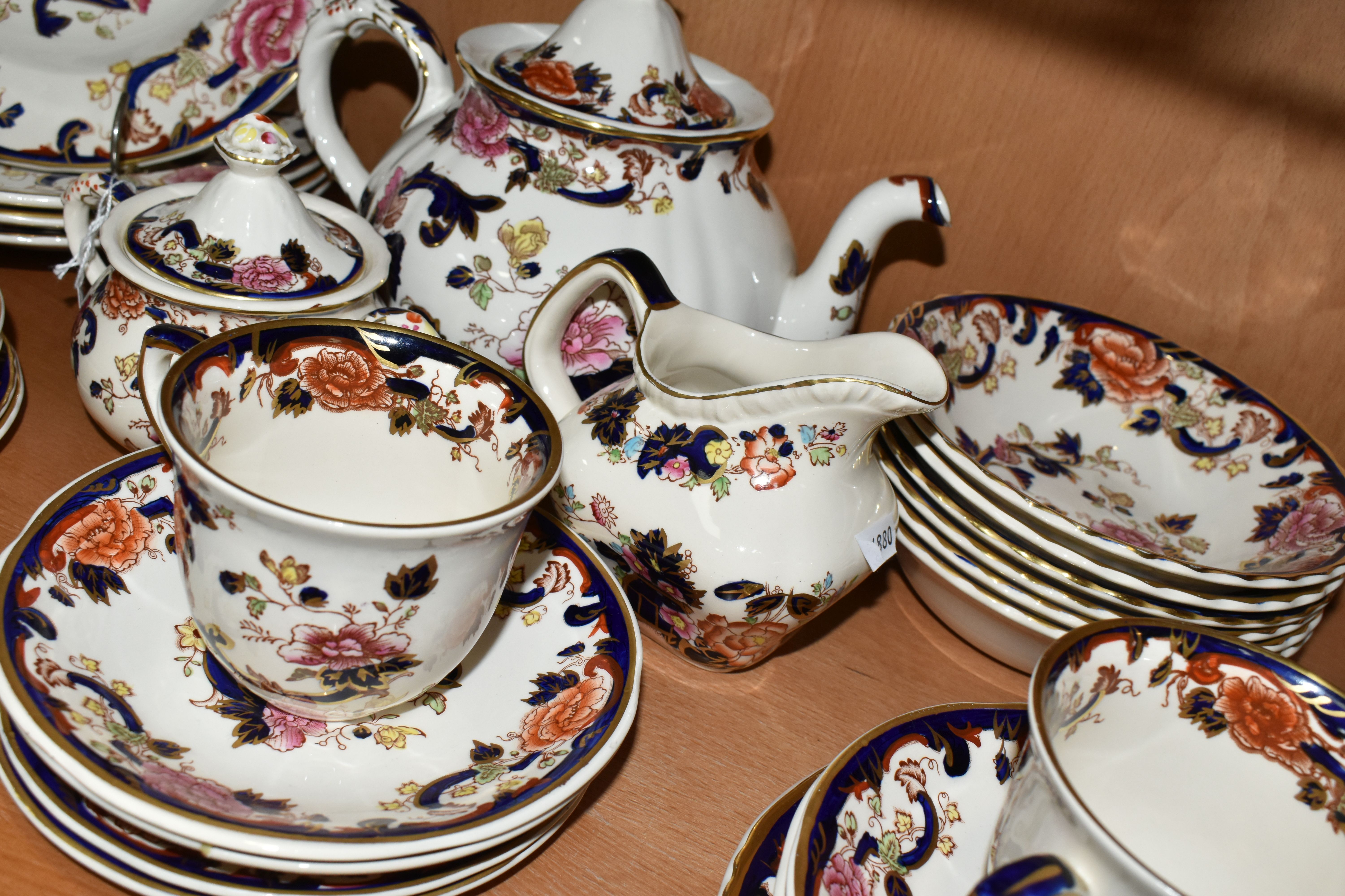 A THIRTY EIGHT PIECE MASON'S MANDALAY DINNER SERVICE, to include a teapot (spout chipped), a cream - Image 6 of 8