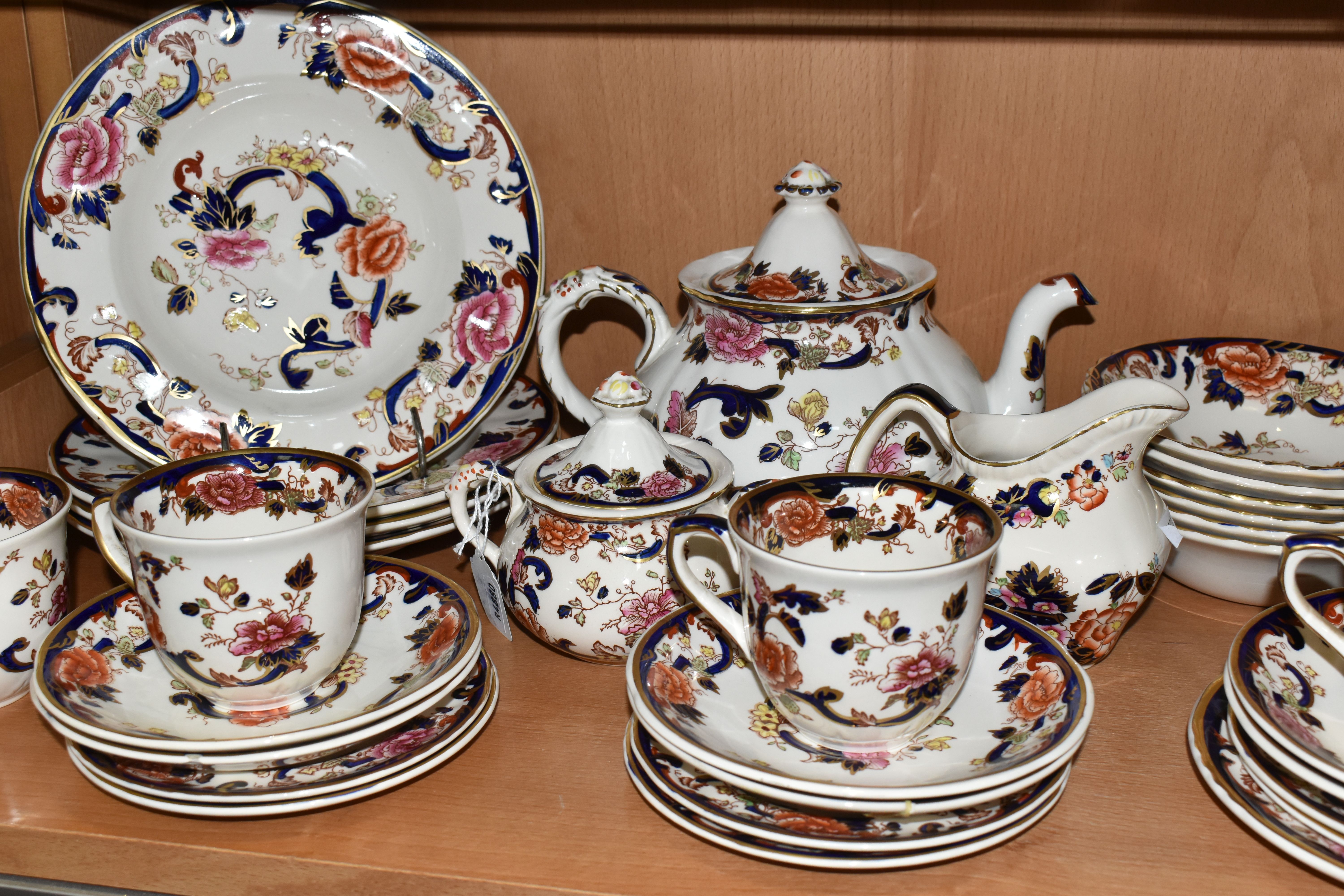 A THIRTY EIGHT PIECE MASON'S MANDALAY DINNER SERVICE, to include a teapot (spout chipped), a cream