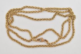 A 9CT GOLD WHEAT CHAIN, fitted with a lobster clasp, hallmarked 9ct Birmingham, length 600mm,