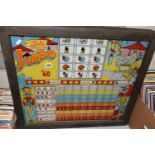 A FRAMED ILLUMINATED BALLY PINBALL BACK GLASS 'Jumbo', c.1960s, not tested, size of frame approx.