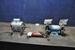 THREE VINTAGE METALWORKING POWER TOOLS comprising of a Hoover bench polisher (no mops), a Perles