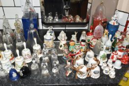 A COLLECTION OF ORNAMENTAL GLASS AND CERAMIC BELLS, to include to include Hammersley, Royal