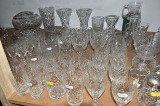 A COLLECTION OF CUT CRYSTAL AND OTHER GLASS WARE, to include seven sets or part sets of drinking