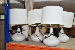 DECORATIVE TABLE LAMPS AND VASES ETC, comprising four matching 'Laura' table lamps with shades, a