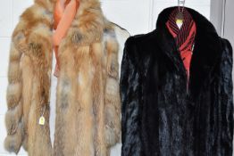 TWO LADIES' VINTAGE FUR JACKETS, comprising a red fox fur jacket made by Dominion Furs Birmingham