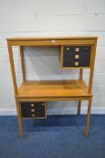 DOMINO MOBLER, AN OPPOSING PAIR OF MID CENTURY TEAK DESKS, fitted with three drawers, width 105cm