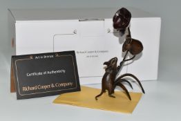 A BOXED RICHARD COOPER & COMPANY LIMITED EDITION BRONZE, titled 'Mice with Poppy', sculpted by