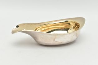 A GEORGE III SILVER PAP BOAT, gilt bowl, engraved coronet above 'D', possibly from the Hope Dunbar