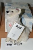 A BOXED LIMITED EDITION STEIFF SNOW FOX XORRY, with alpaca and cotton white 'fur', gold coloured ear