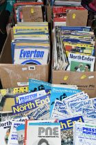 FIVE BOXES OF FOOTBALL PROGRAMMES containing several hundred matchday programmes from the 1960's -