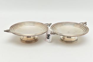 TWO LATE ART DECO BONBON DISHES, circular form dishes with stepped detail, open work detail to the