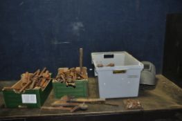 THREE TRAYS CONTAINING BLACKSMITHS AND ENGINEERING TOOLS including tongues, grips, tap and die