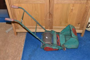 A VINTAGE 'THE WEBB' MINIATURE LAWNMOWER FOR CHILDREN, a push along cylinder mower in working order,